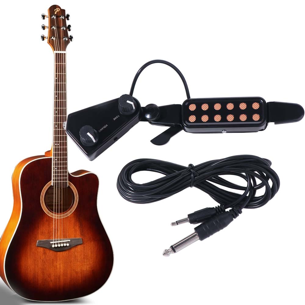 Tone Knobs Guitar Transducer 12-Hole Design Soundhole Pickup Acoustic Guitar Pickup Stage Use