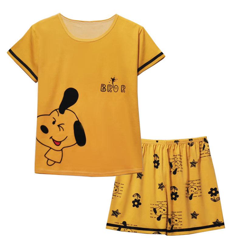 Женский летний пижамный комплект Snoopy - Тонкий, с коротким рукавом и шортами, милый мультяшный дизайн