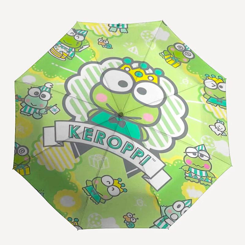 1pc Keroppi Frog Automatic Folding Umbrella - Portable 3-Fold Design with Iron Frame, Perfect for Outdoor Use, Festive Gifts, Travel, Daily Use, Suita