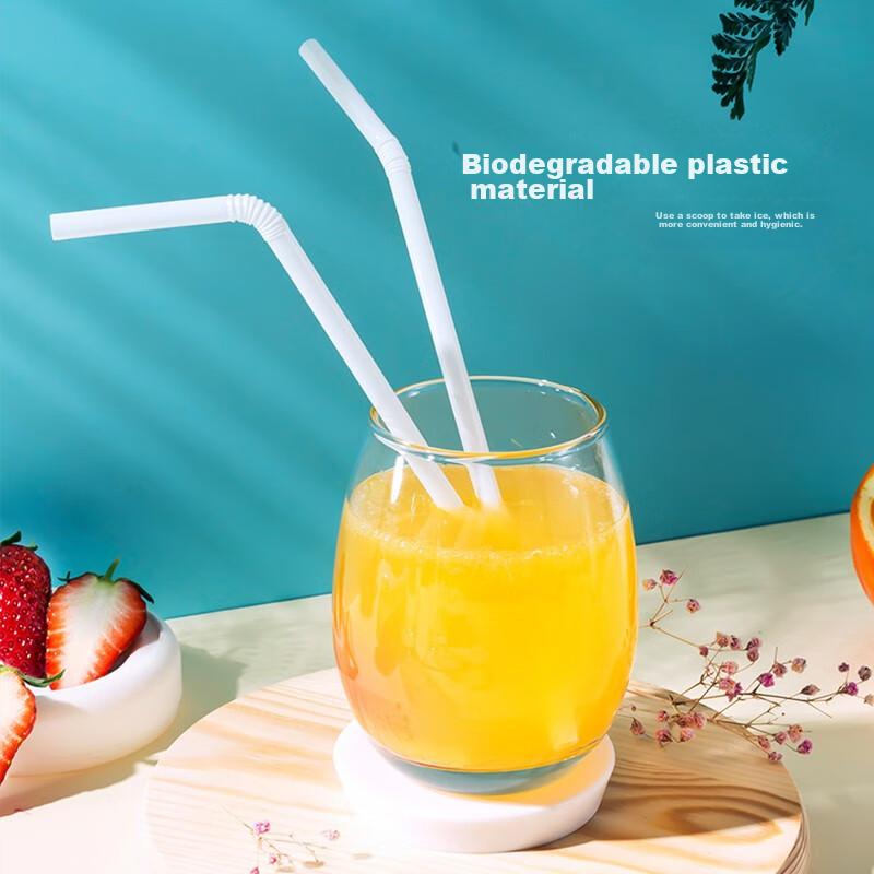 Dengbi Biodegradable Plastic Straws, 100 Individually Wrapped Disposable Bendable Straws for Milk, Juice, And Beverages, Suitable for Childre