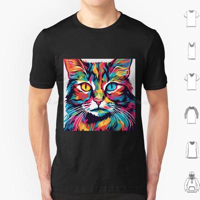 Крутая футболка с дизайном кота Мужская Женская Детская 6XL Кот Котёнок Кити Милый Забавный Домашнее Животное Эстетичный Цветной Дерзкий Модный Дизайн Кота