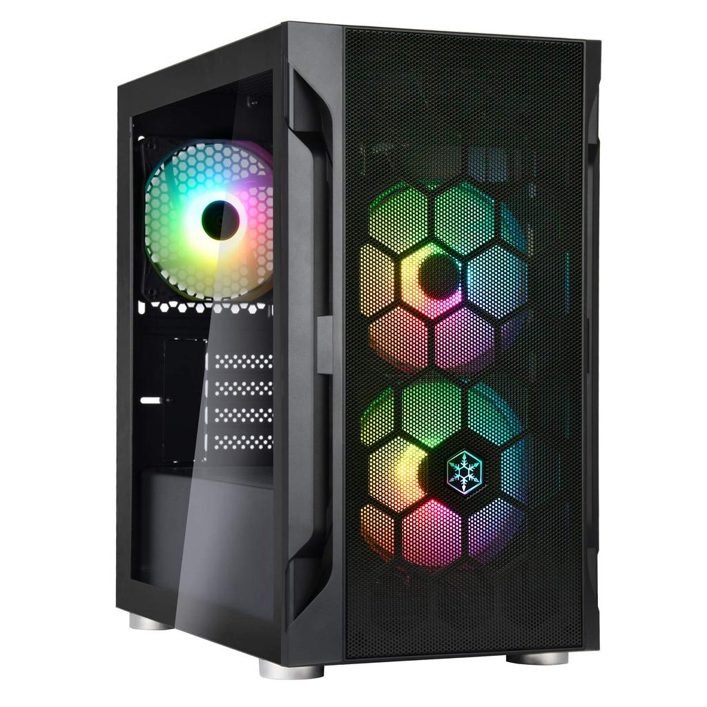 Корпус Mid Tower из закаленного стекла серии FARA Silver Stone с тремя вентиляторами ARGB + Micro-ATX SST-FAH1MB-PRO
