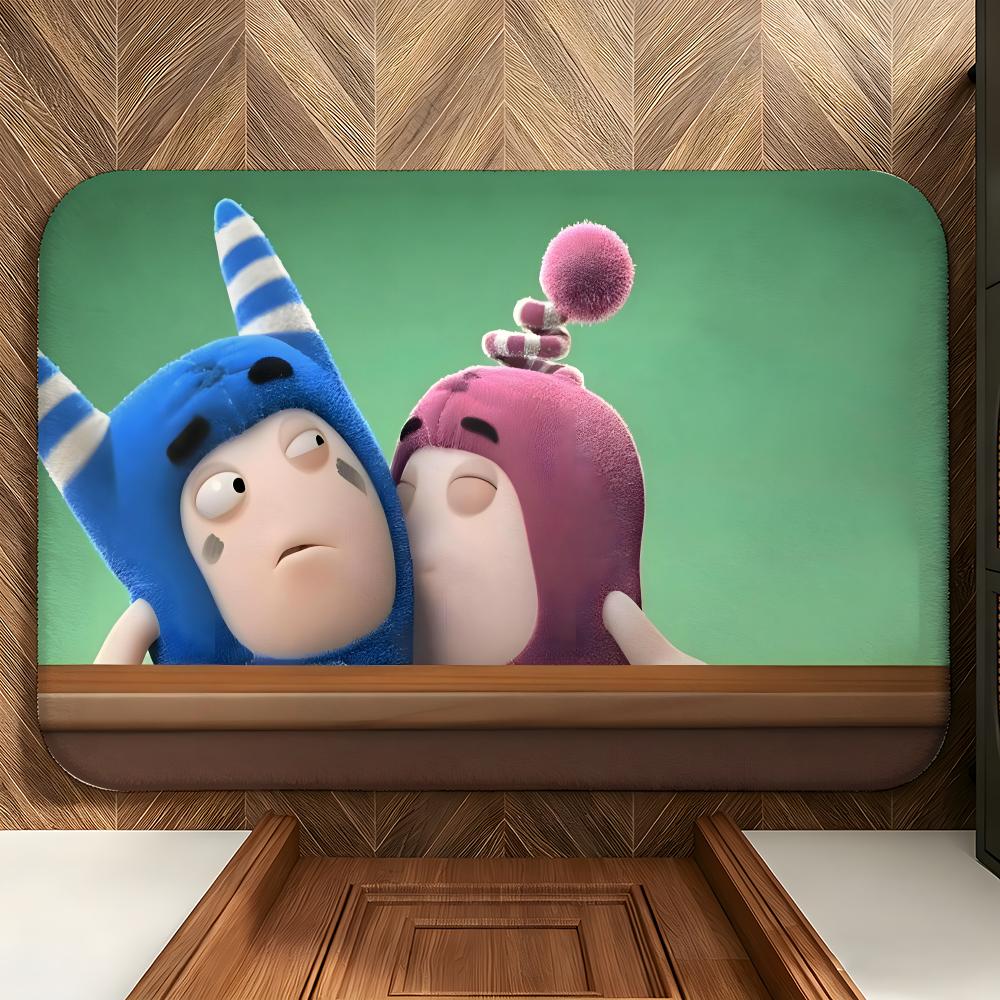 Cartoon O-Oddbods Floor Mat Soft Flannel Entrance Door Mat Non Slip Absorbent Bathroom Bedroom Floor Rug