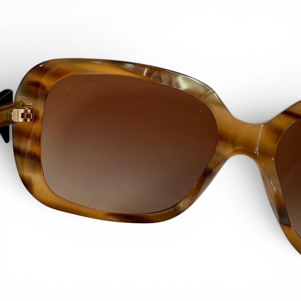 Used CHANEL Sunglasses Coco Mark Ribbon 5170-A Tortoiseshell
