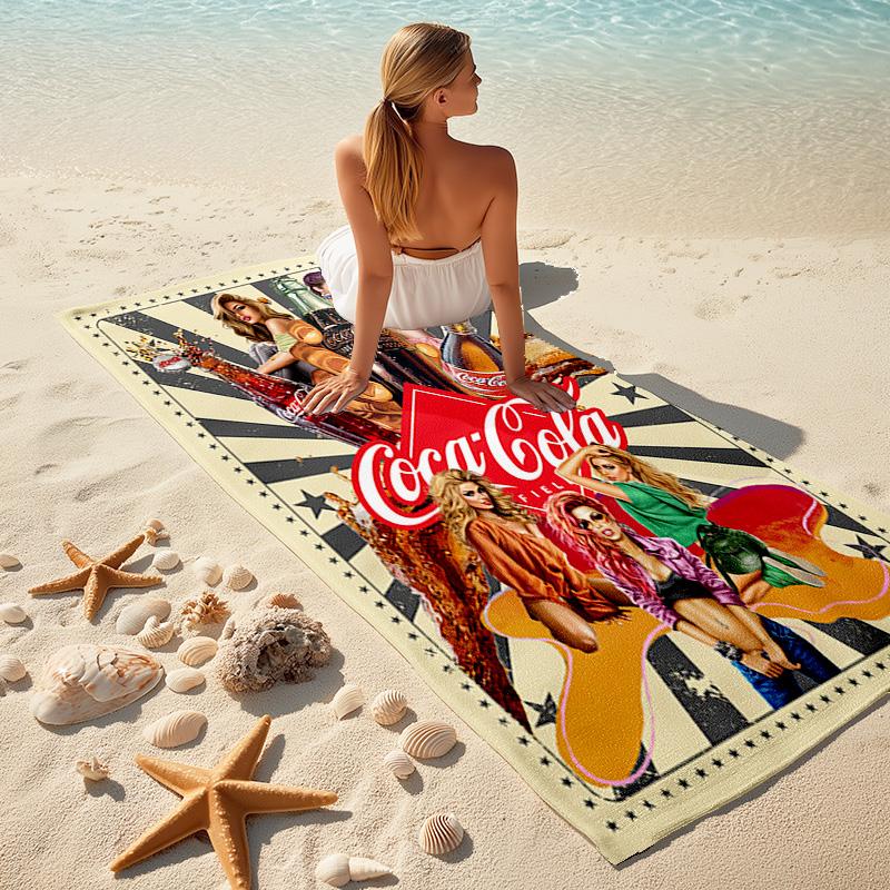 Christmas Gift Halloween Theme Bear Truck Coca Cola beach towel outdoor camping vacation swimming beach towel outdoor absorbent bath towel Y1