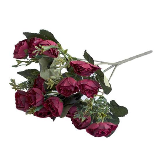 1 Bouquet Artificial Flower Eco-friendly Anti-fade Plastic Simulation Rose Flower Decor for Wedding