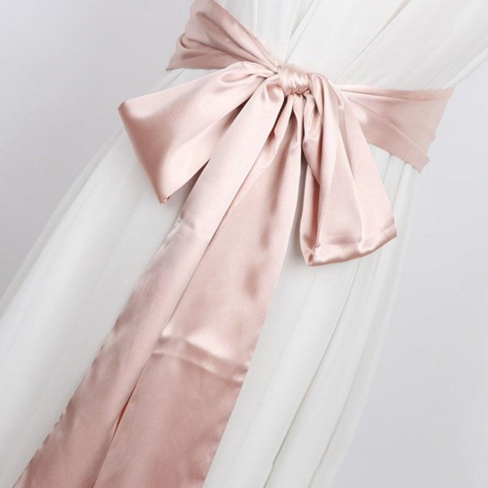 Ethnic Style Satin Ribbon Belt Adjustable Wide Waistband Lace Up Waistband Dress