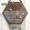 Wooden Hanging Earring Holder Wall Decor Jewelry Organizer Vintage Earring Display Organizer for Women And Girls Earrings Necklaces