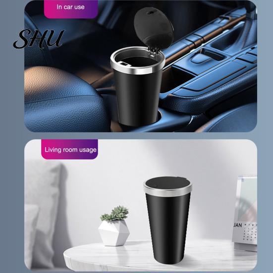 800ML Car Trash Can with Lid Waterproof Press Leakproof Universal SUV Truck Waste Bin Auto Center Console Rubbish Garbage Storage Box Interior