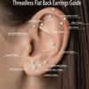 Cercei 14K Gold Plated Flat Back Earrings Hypoallergenic Earring Set Simple Studs