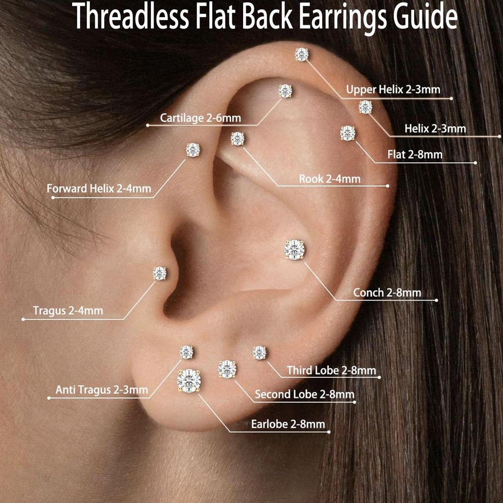 Cercei 14K Gold Plated Flat Back Earrings Hypoallergenic Earring Set Simple Studs