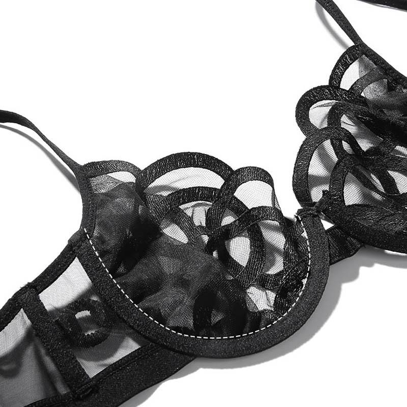 TERMEZY New Thin Lace Underwear Women Bralette Push Up Brassiere Sexy Hollow Out Bra Set French Lingerie Female Bra and Panty Set