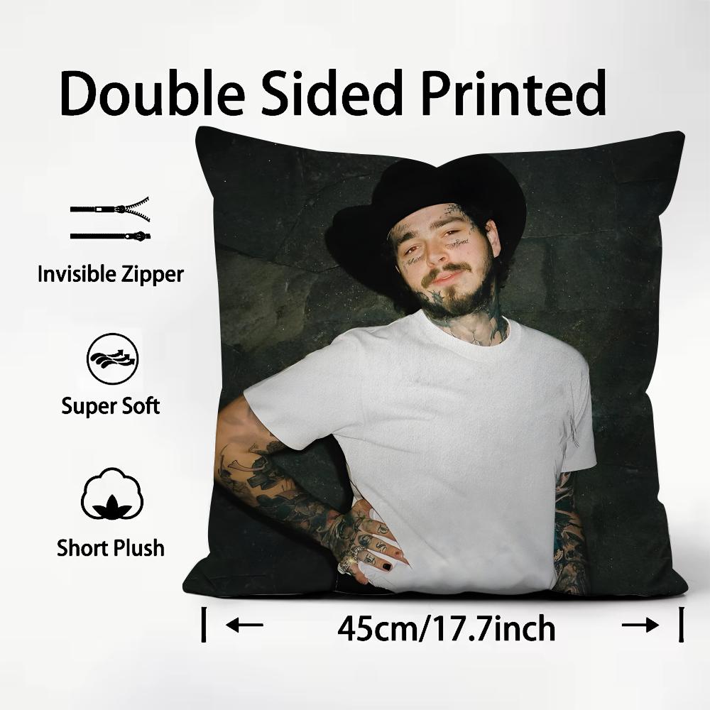 PPost MalonEe Rapper Cushion Cover Plush Fabric Soft DoubleSided Printed Sofa Warm Winter Home Child Gift Pillow Case
