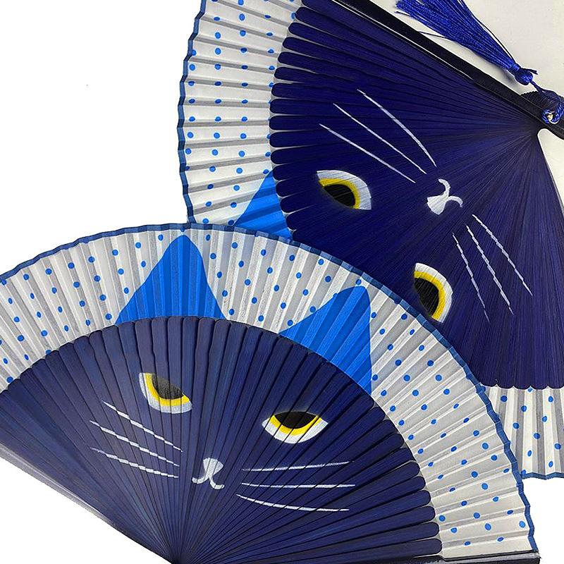 1 шт., портативные популярные веера с мультяшным котом, китайские модные милые складные веера для девочек