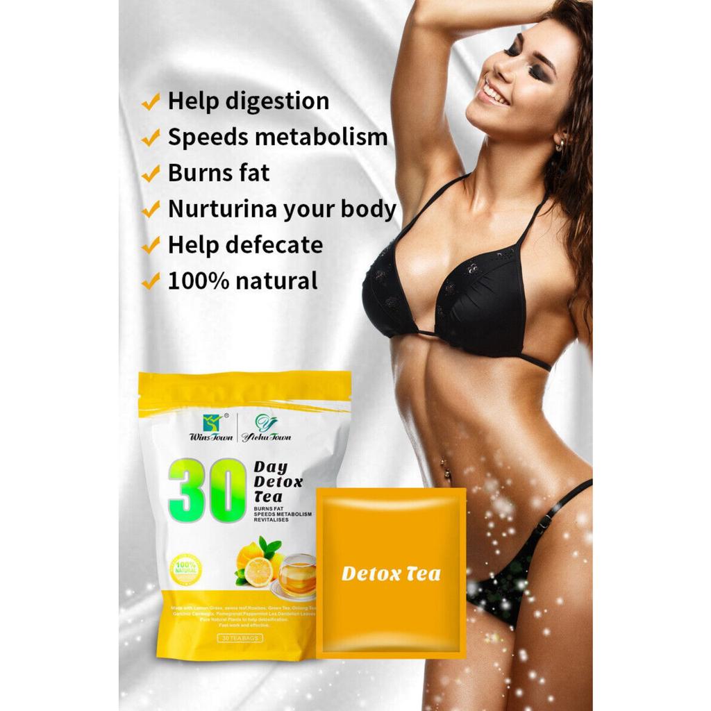 30-дневный натуральный детокс-чай с лимоном в пакетиках для похудения — сжигание жира, очищение и обновление