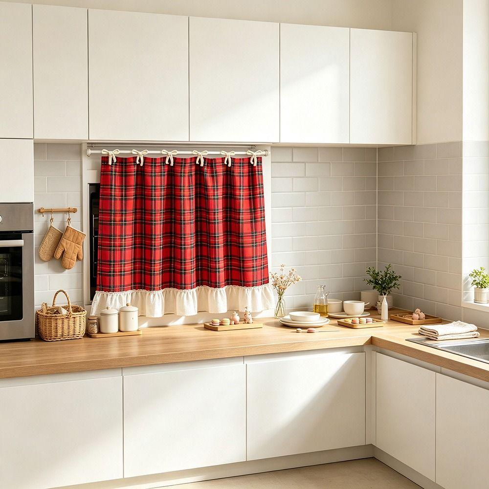 Ruffle Trim Oven Door Curtain Rural Style Christmas Oven Skirt Kitchen Decor