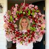Valentines Day Wreath Artificial Wreath with Red Pink Flowers for Front Door Wedding Anniversary Party