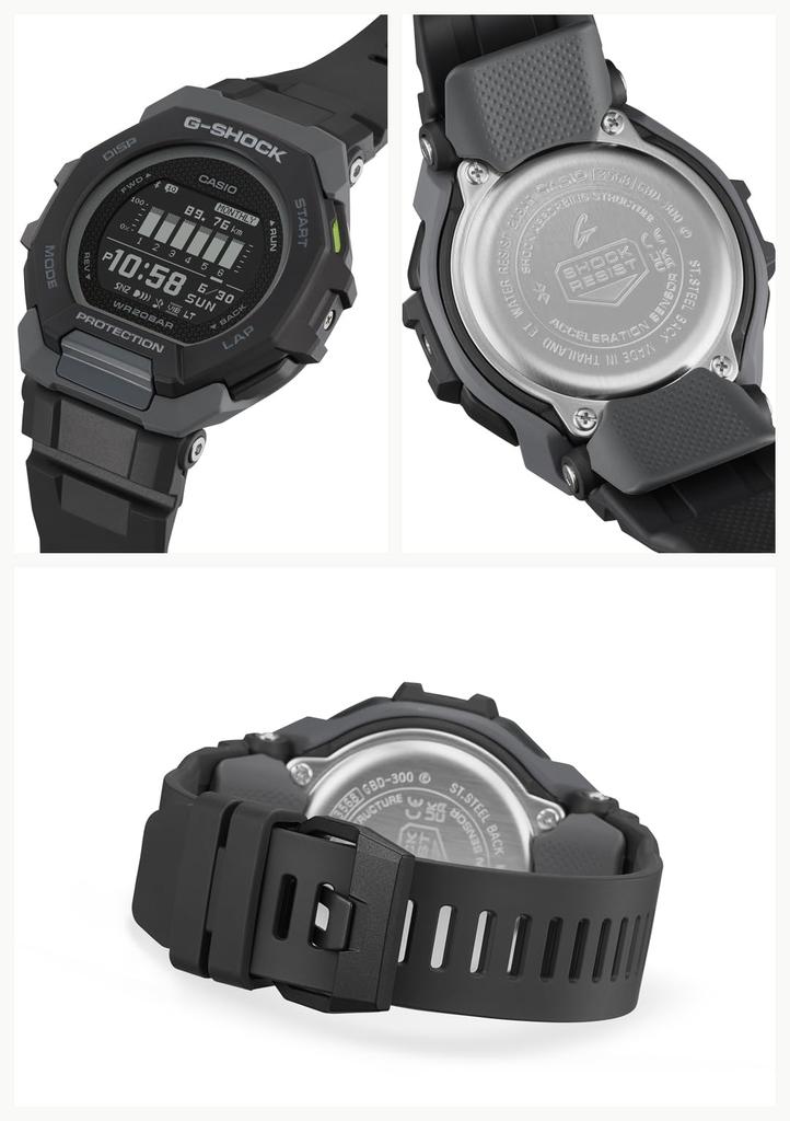 Мужские часы Casio G-Shock G-SQUAD с Bluetooth, изготовлены из биопластика, GBD-300-1JF, Черные