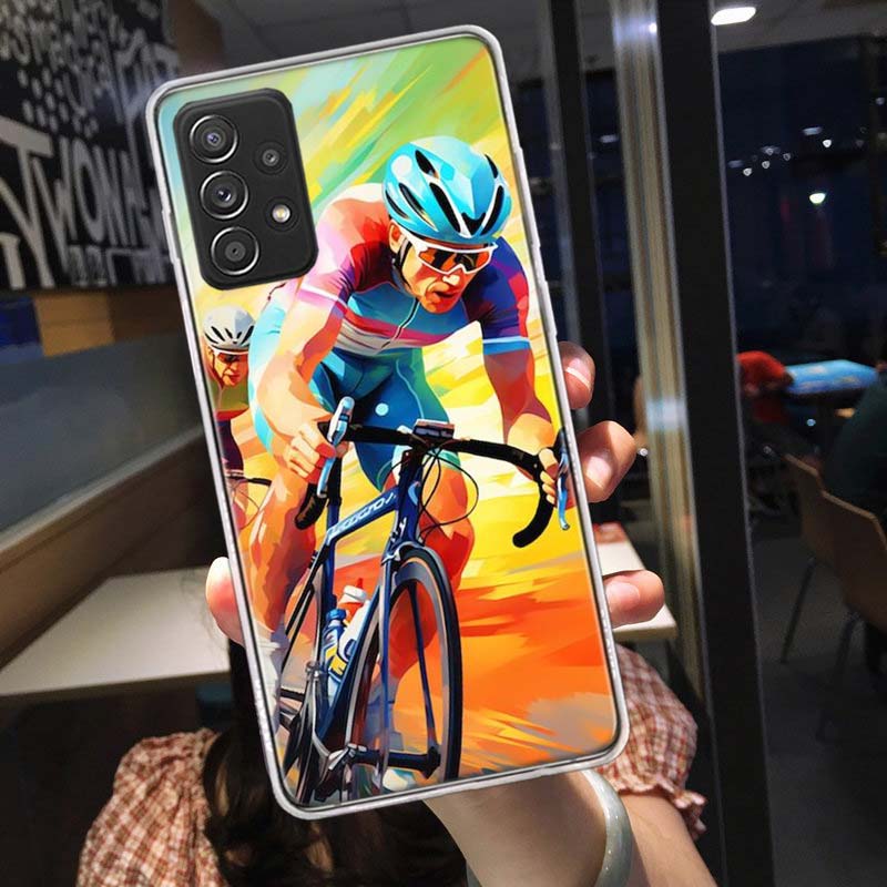 Bicycle Race Phone Case for Samsung A54 A57 A37 A17 A14 A15 A12 A24 A34 A55 A35 A25 A52S A07 A05S A04S A22 A32 A72 Galaxy Note 2