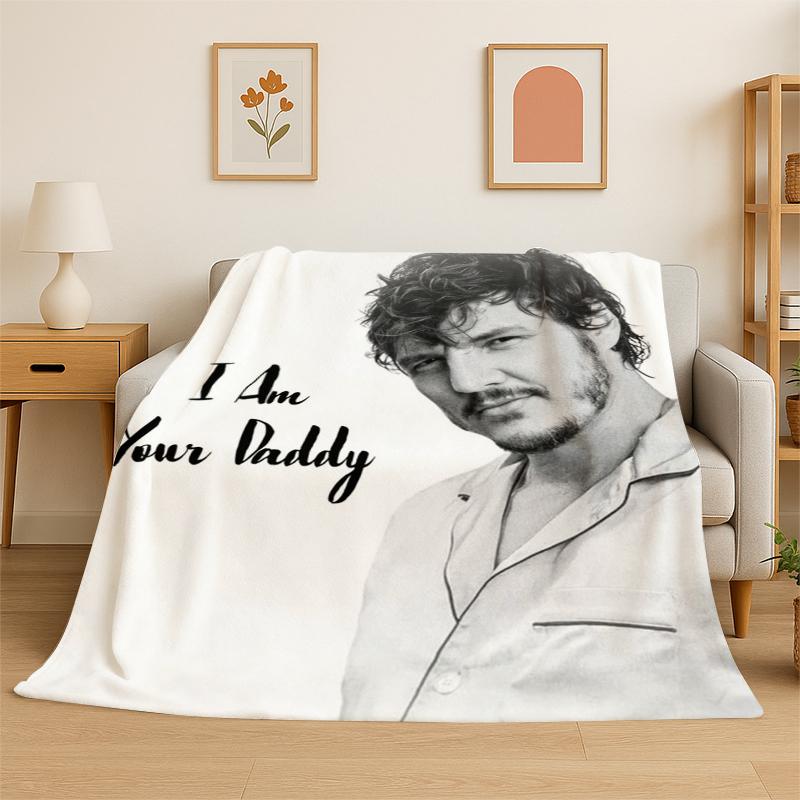 Fashion Pedro Pascal Star Flannel Blanket Soft Warm Throw Blanket for Bedroom Living Room Bed Travel Camping Picnic Gift Kids