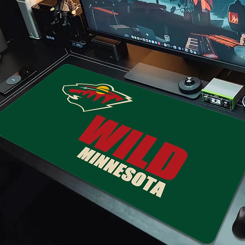 Коврик для мыши с логотипом Minnesota Wild, большой, для игровой поверхности стола, нескользящий, для ноутбука, планшета, большой коврик для мыши XXL, коврик для мини-ПК, с заблокированным краем