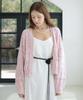 VLETI [Cotton 100%] Pointelle V-Neck Cardigan (Light Pink)