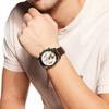 Casio Серия EDIFICE Классические Простые Повседневные Модные Кварцевый Механизм Ремешок из Натуральной Кожи Японские и Корейские Часы Мужские Часы Золотой Циферблат EFR-559BL-7AV