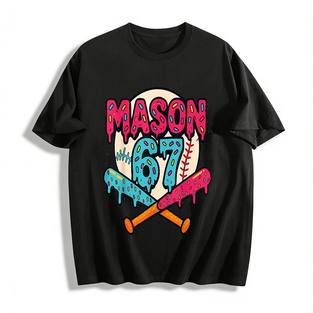 Персонализированный повседневный топ с принтом Mason 67 Baseball Drizzle, футболка из чистого хлопка