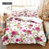Пододеяльник Романтические цветы Роза Односпальный комплект постельного белья King из микрофибры Ботанический цветок Покрывало для подарка на День святого Валентина