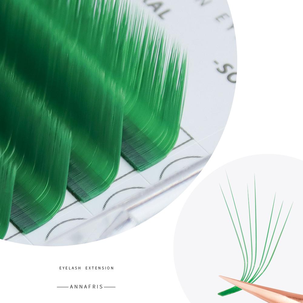 ANNAFRIS Цветное наращивание ресниц с легким веером, розовый/зеленый/коричневый/синий/фиолетовый, автоматические цветущие реснички из искусственной норки для макияжа