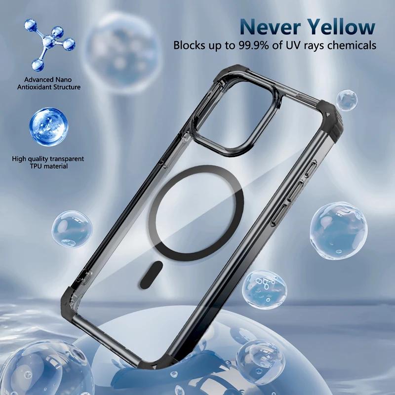 Ударопрочные Магнитные Чехлы Для Телефона Для iPhone 16 14 13 12 11 15 Pro Max 14 15 16 Plus Для Magsafe Беспроводной Зарядки Защитная Крышка