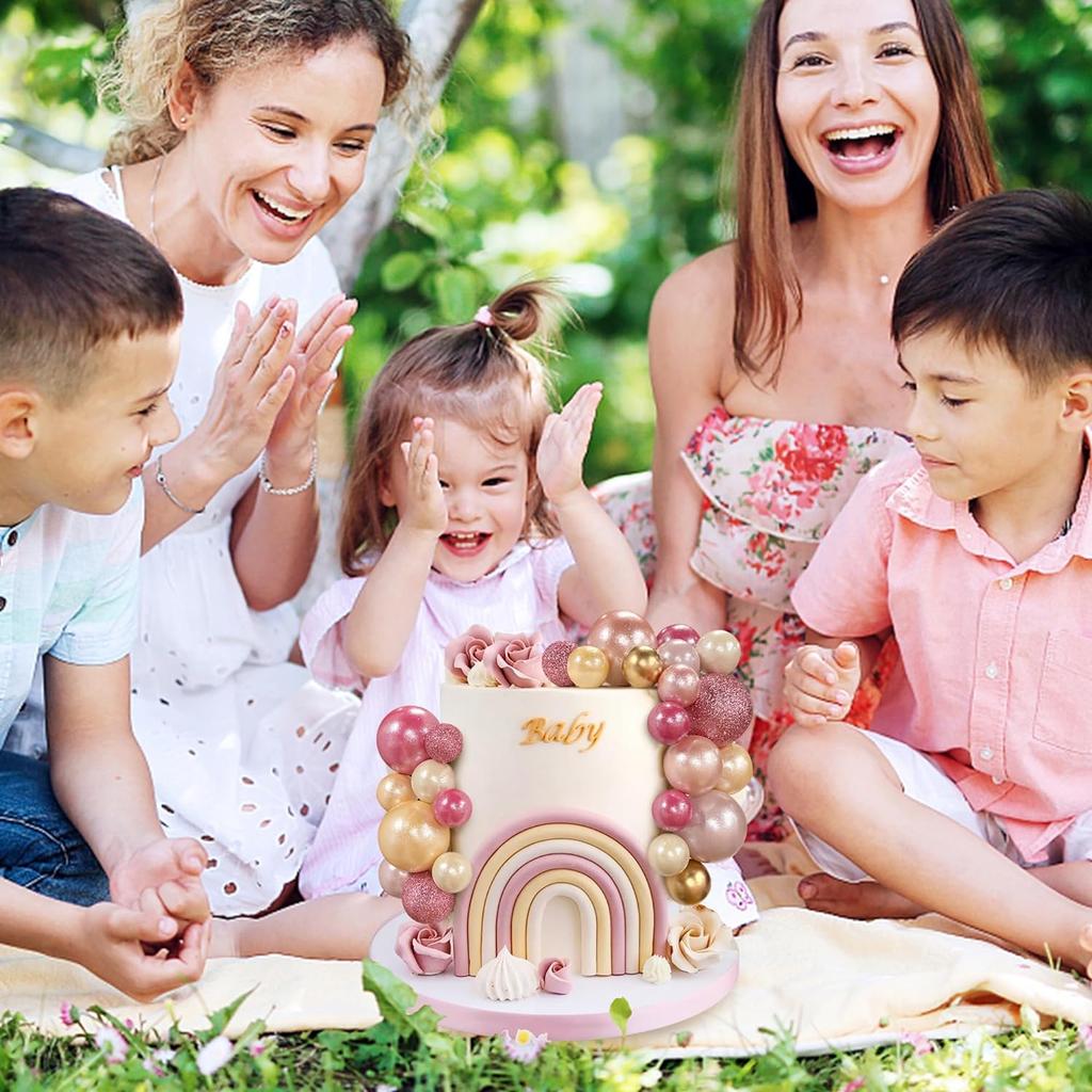 56 PCS Ball Cake Picks Colorful Ball Shaped Cake Topper Pearl Balls Cupcake Cake Insert Topper for Wedding Birthday Party