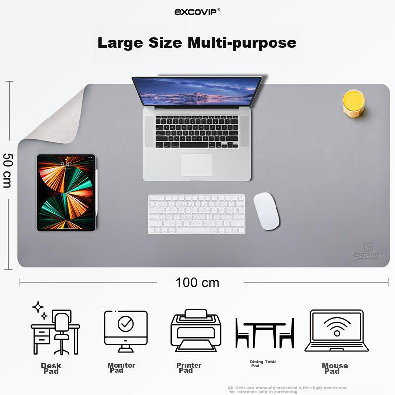 1-Meter Mouse Pad, Extra Large Desk Mat, Leather Desk Mat, Large Mouse Pad, Waterproof Leather Desk Cover, Writing Desk Pad, Keyboard Mat, Gray, 9540