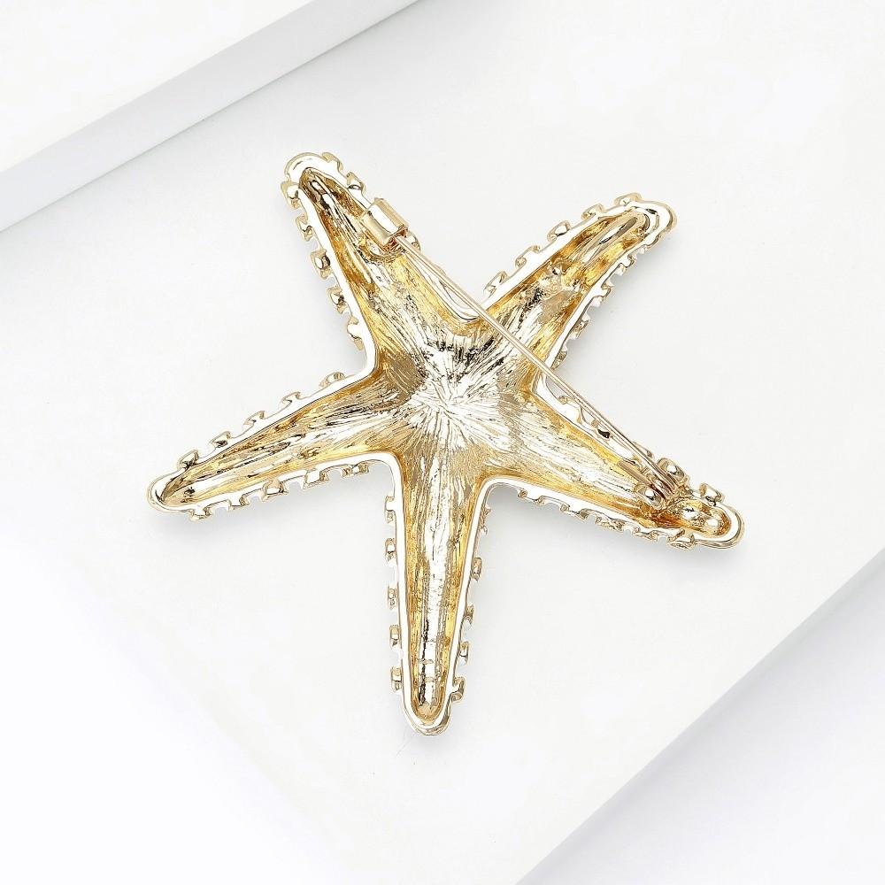 Gifts Rhinestone Starfish Brooches Clothes Jewelry Sparkling Starfish Brooches Metal Badge Women