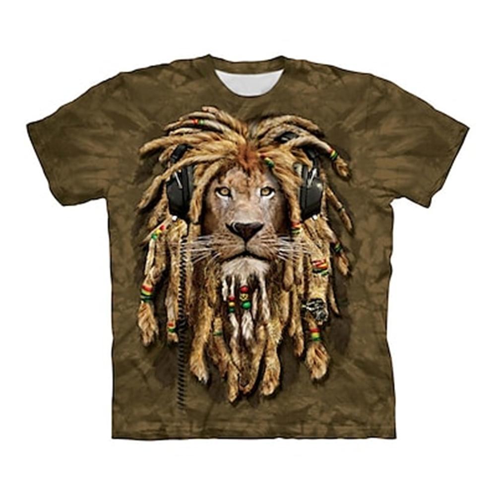Летняя мужская футболка с 3d короткими рукавами, верхний пуловер «Король леса, лев», одежда в стиле Харадзюку, уличная повседневная винтажная футболка