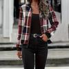 Женская куртка со стойкой, длинными рукавами, застежкой-молнией, короткая куртка в клетку, рубчатый низ и манжеты, повседневное пальто для ежедневной носки