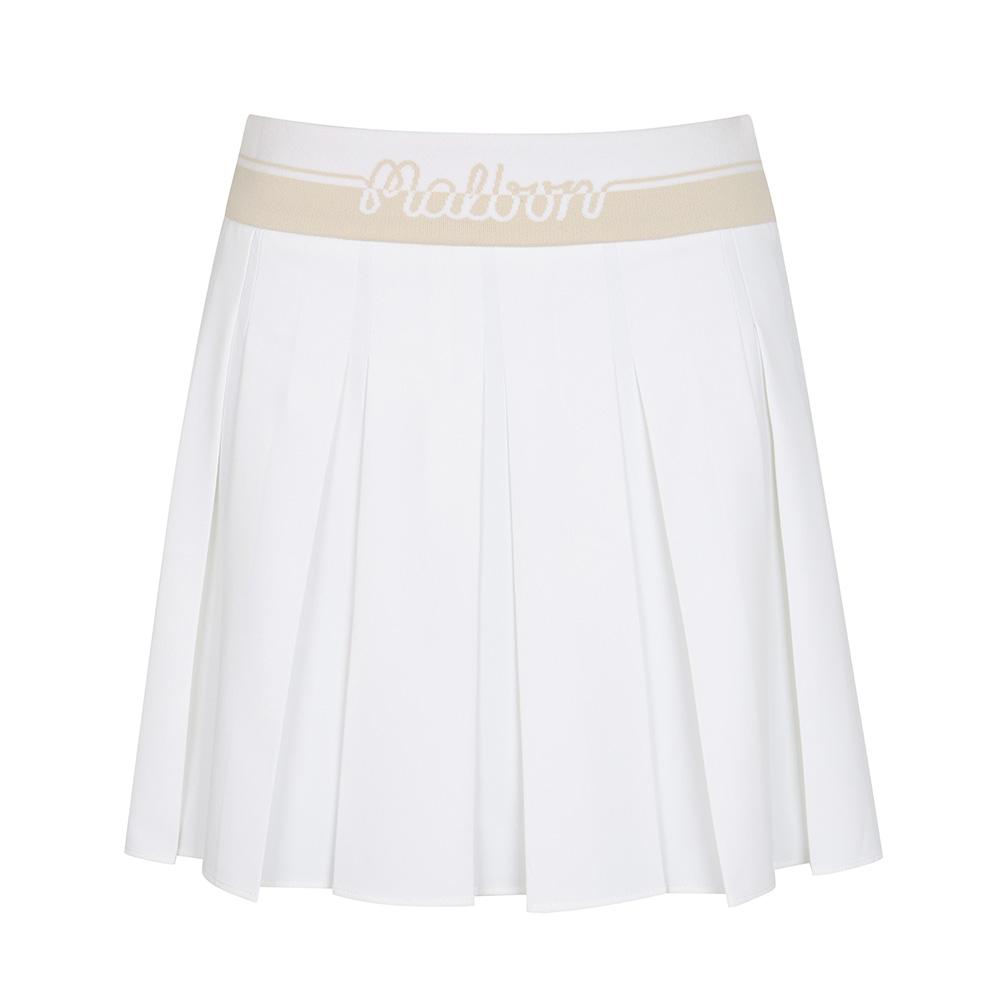 MALBON GOLF Wide Logo Banded Pleated Skirt White (Woman)