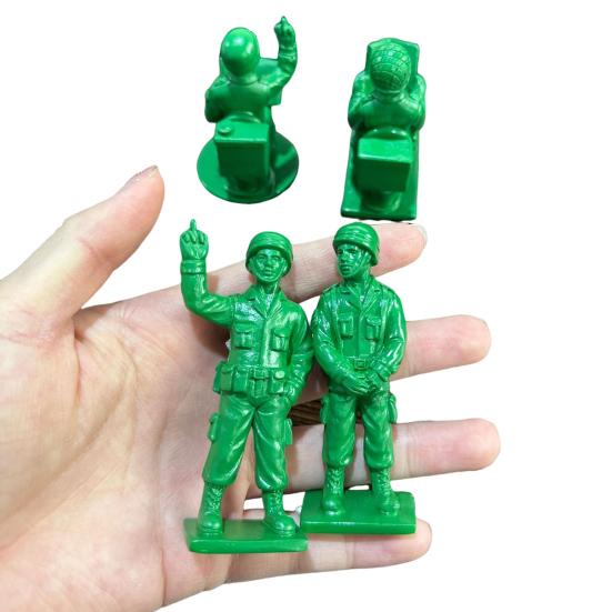 4 Pcs Green Military Man Statue Miniature Soldier Figurines Collectible Soldier Ornament