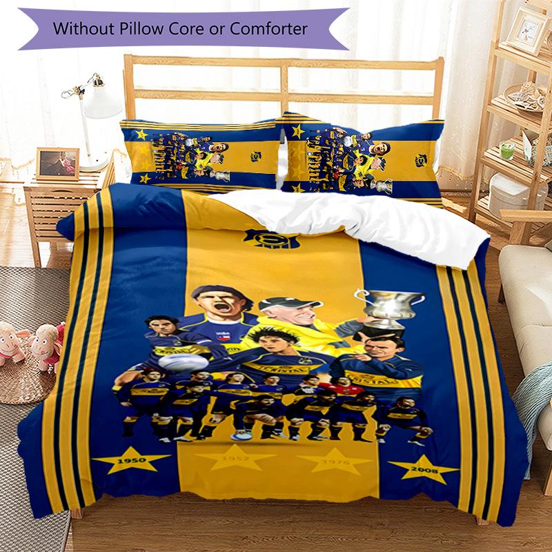 3pcs Club Atlético Boca Juniors pattern bedding set duvet cover set includes duvet cover &pillowcases,perfect all season bedroom decoration&gift