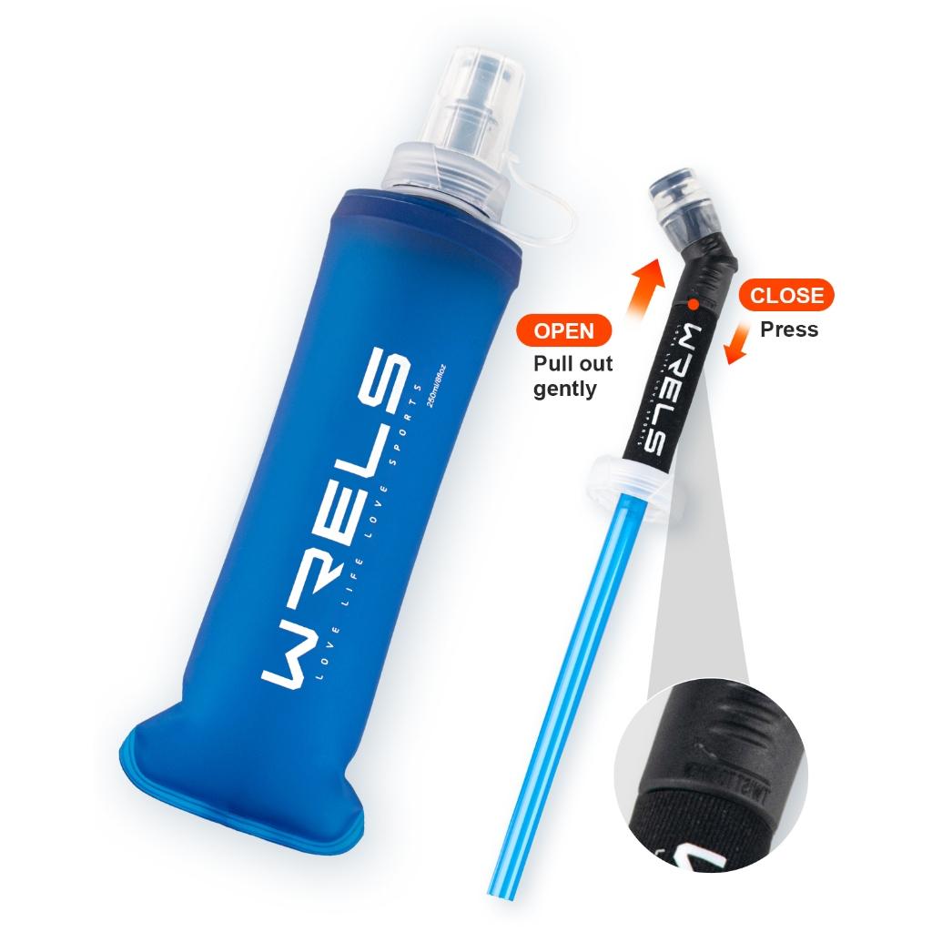 WRELS Water Bottle TPU BPA-Free Folding Soft Flask Outdoors Sport Water Bottle Running Camping Cycling Collapsible Water Bottle