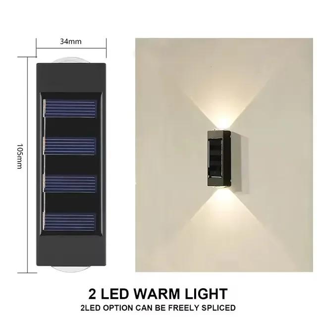 2/4/6 Led Solar Lights Outdoor Waterproof Atmosphere Up And Down Wall Lamp Solar Energy Lighting For Garden Yard Street Decor
