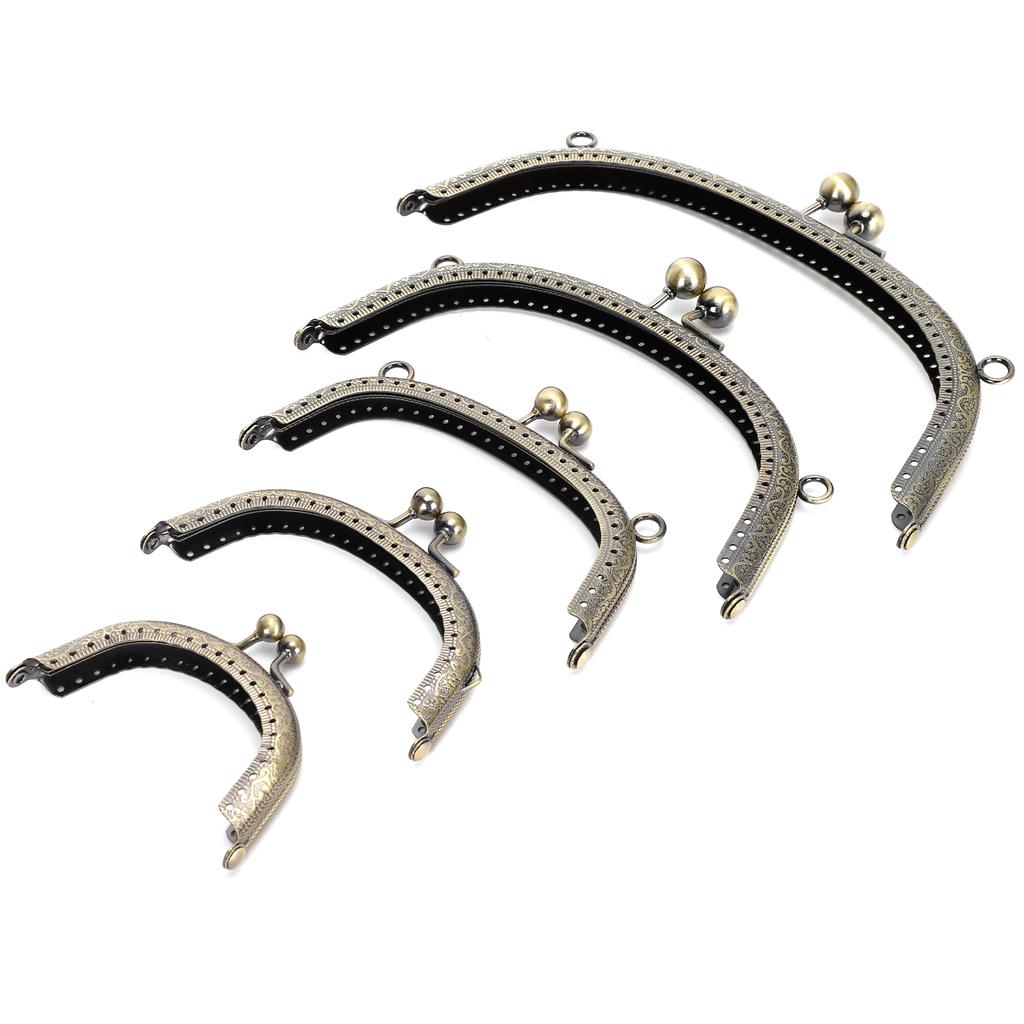 5Pcs Metal Purse Frame Antique Brass Embossed Arc Thickening DIY Accessories 8.5cm~20.5cm