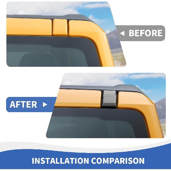 Windshield Pillar Cover Roof Rail Luggage Rack Mounting End Cap Trim Compatible with Ford Bronco Accessories 2021-2025, Carbon Fiber