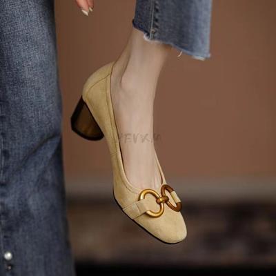 Женские туфли на высоком каблуке, синие, квадратный носок, неглубокий нос, матовый металл, толстые каблуки для женщин