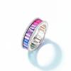 Cross-border S925 Rainbow Zircon Ring for Men & Women - Single Row Pave Gemstone, European & American Fashion Personality