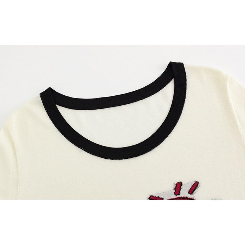 Плюс Размер Женский Круглый вырез Жаккардовый Письмо Топ Длинный Рукав Ранняя Осень Свободный Повседневный Трикотаж