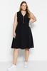 Women's Style Plus Size Dress Black Woven Dress