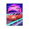 Современная живопись на холсте Искусство уличные гонки Токио Nissan GTR Synthwave Neon 80S Постер Украшение стены Искусство Гостиная Домашний декор