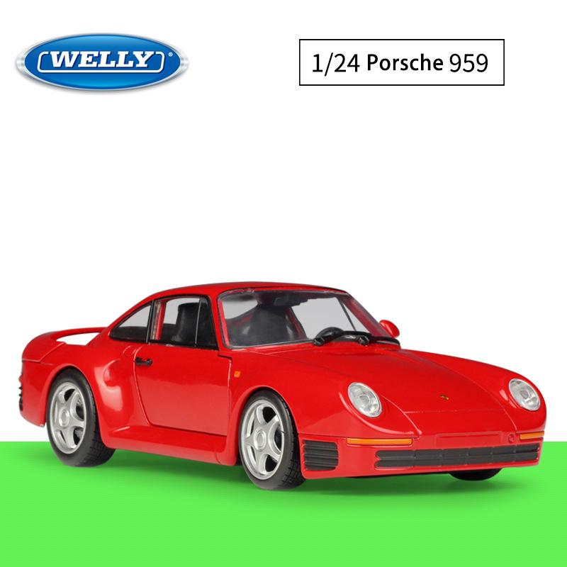 Масштаб 1/24 WELLY Porsche 959, модель автомобиля из сплава, литье под давлением, металлические игрушечные автомобили, модель автомобиля, коллекция высокой имитации, детские подарки