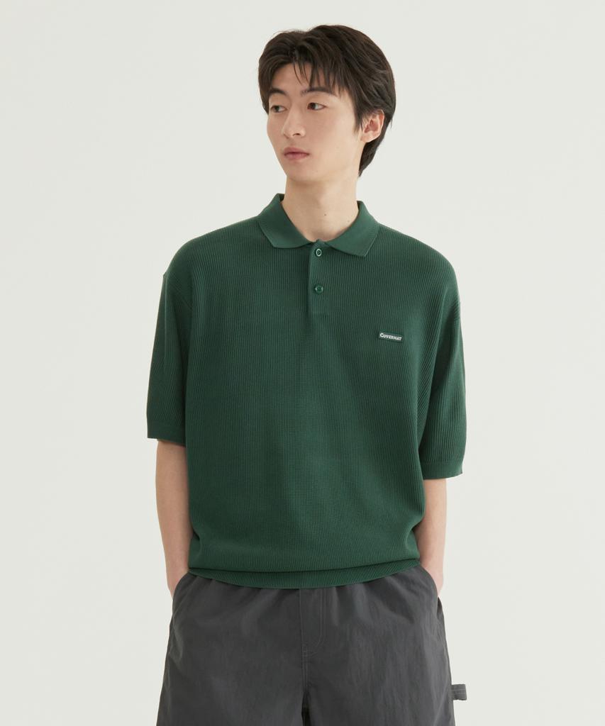COVERNAT Collared Half Knit Green